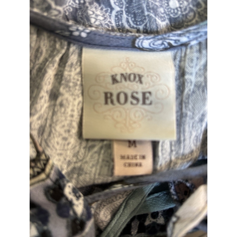 Knox Rose Women's Multicolor Paisley Square Neck Long Sleeve Peasant Tie M - Picture 5 of 8